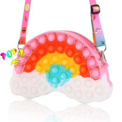 China Fashion Women Girls Stir Cubes Toys Cross Body Bags Push Bubble Toy Rainbow Pop Itting Sensory Fidget Toy Purse for sale