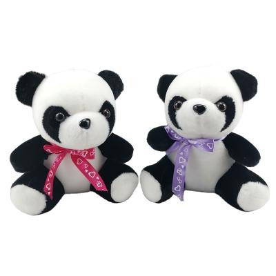 China Wholesale Children's Comfort Plush Toys Decoration Gifts AIFEI TOY Lovely 20cm Ribbon Panda Plush Small Size Home Silk Giant Mixed Color Toys for sale