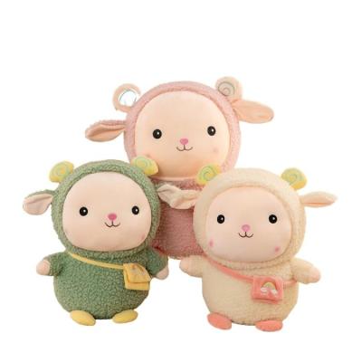 China Home Decoration AIFEI TOY Chubby Cute Stuffed Animal Plush Doll with Hat Rainbow Backpack Sheep Soft Plush Toys Girl Birthday Gift for sale