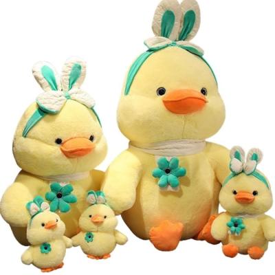 China AIFEI TOY Kawaii Bright Lovely Soft Kindergarten Duck Rabbit Baby Toy Home Decoration Kindergarten Toy with Bunny Scarf Flowers and Bunny Headband for sale