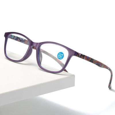 China Fashion Retractable Vintage Anti Blue Light Blocking Reading Glass Women Flower Print Legs Eyewear Computer Female Presbyopic Glasses for sale