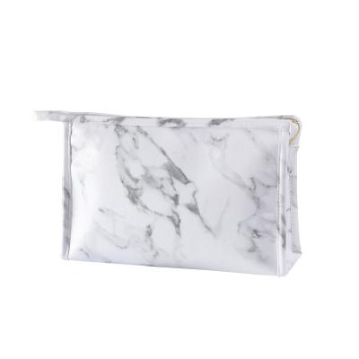 China Fashion Low Price Gold White Marble Cosmetic Bag Zipper Waterproof for sale