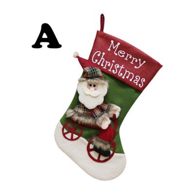 China New Promotion Family Holiday Christmas Party Decorations Christmas Santa Sock Props Kids Christmas Stockings for sale