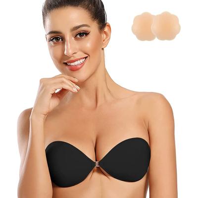 China Invisible Breathable Adhesive Bra Strapless Tights Push Up Silicone Bra For Backless Dress With Nipple Covers for sale