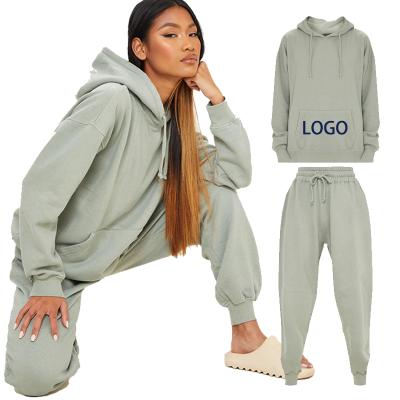 China Breathable Custom Trotter Cropped Sweatshirt Hoodies Pants Sets Two Piece Set Tracksuits Unisex For Women for sale