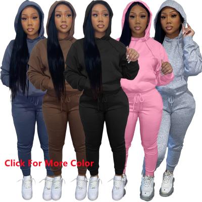 China 2021 Autumn winter sweatsuit tracksuit women QUICK DRY thick sweatpants joggers pullover and hoodie jogger set for sale