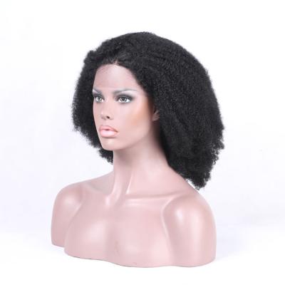 China Afro Swiss Wave 13x4 Lace Frontal Human Indian Virgin Hair Pre Plucked Front Wig For Black Women for sale