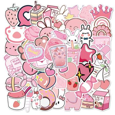 China Waterproof+Eco-friendly 50Pcs Cute New Pattern Pink Sticker Label For Cool Graffiti Notebook Diary Vsco Bottle Luggage Stickers Vinyl for sale