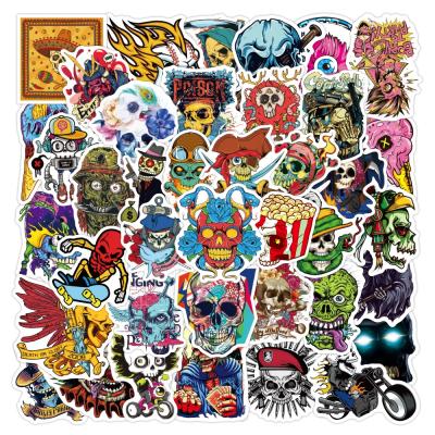 China Waterproof+Eco-friendly 50pcs/bag Cool Vinyl Skeleton Custom Waterproof Graffiti Cartoon Personality Decorative Stickers For Scooter Suitcase Notebook for sale