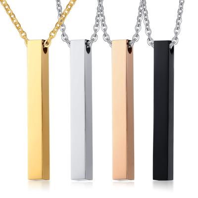 China Fashion Charm TRENDY Custom Engraved Empty Bar Necklace Stainless Steel Bar Name Necklace For Women for sale