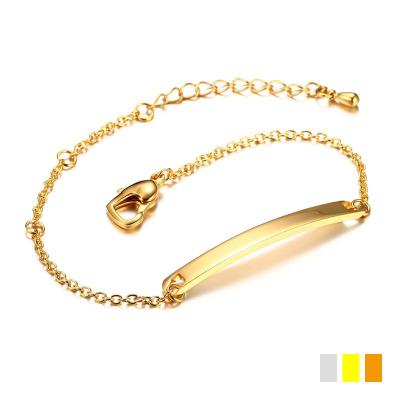 China 2019 Fashionable Custom High Quality Stainless Steel Gold Curving Blank Tags Chain Bracelet For Women for sale