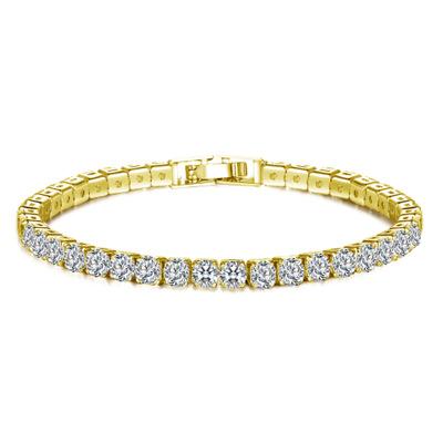 China Hiphop Zircon Tennis Bracelet Hip Hop Jewelry 18K Gold Copper Silver 5mm 5mm 4mm Plated CZ Diamond Bracelet Iced Out Tennis Chain for sale