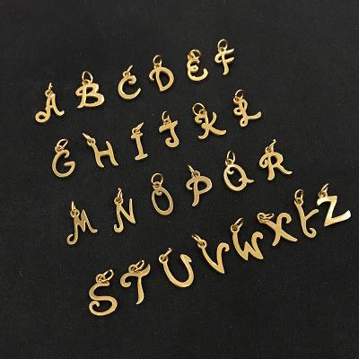 China Custom Gold Stainless Steel 26 Alphabet Letters Charm Pendant For Jewelry Necklace Bracelet for sale