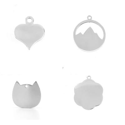 China Custom Color Engraved Stainless Steel Blank Pendant Logo Charms High Quality Wholesale Size Shape Stainless Steel for sale