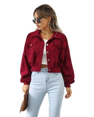 China Wholesale Quality Winter Anti-wrinkle Top Fashionable Stripper Breaks Fleece Women Corduroy Pocketed Jacket for sale