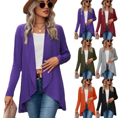 China Anti-wrinkle Europe and the United States pure color cardigan blouse female Autumn Winter New Long Sleeve knit coat for sale