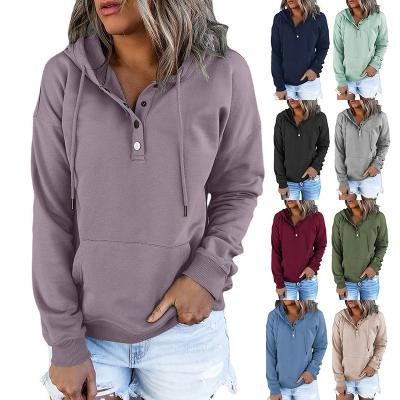 China Loose Casual Hooded Spring Autumn New Fashion Pullover Wholesale Women's Long Sleeve Drawstring Pocket Sweatshirt Anti-Shrink for sale