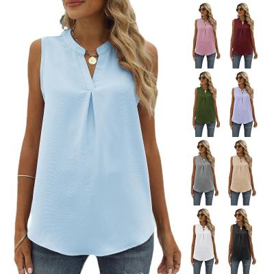 China Anti-wrinkle 2022 Summer Hot Selling New Ladies Short Sleeve V-Neck Top Button Plus Size Printed T-shirt for sale