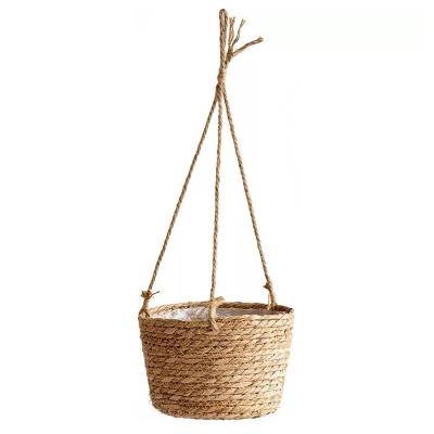 China Durable Hot Sale Woven Wall Cotton Rope Unique Goods Storage Multifunctional Woven Hanging Basket for sale