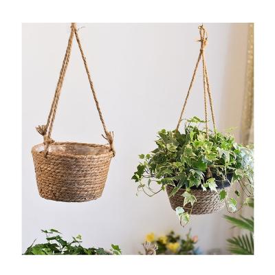 China Durable High Quality Handmade Rope Flower Wall Hanging Planter Storage Basket Eco - Friendly for sale