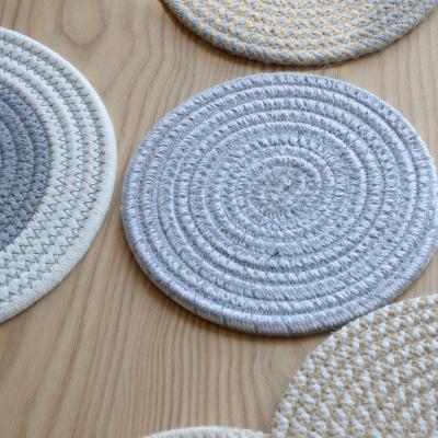 China Europe Cotton Rope Place Mat Handwoven Cup Heat Insulation Place Mat Thick Nordic Single Cotton And Linen Table Mat for sale