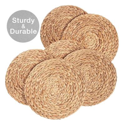 China Factory Price Natural Water Stored Hyacinth Plants Material Rope Round Shape Woven Place Mats for sale