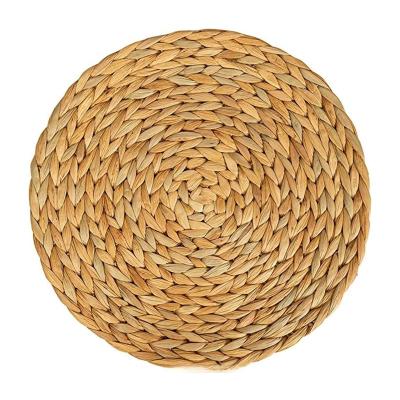 China High Quality Natural Woven Water Stored Hyacinth Material Dining Table Round Shape Woven Place Mats for sale