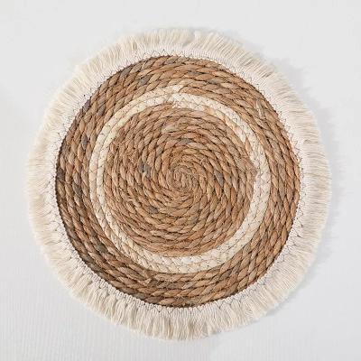 China Plant Plankton Sustainable Round Wedding Place Mat Nordic Round Kitchen Table Place Mat Washable Woven Dish Mat for sale