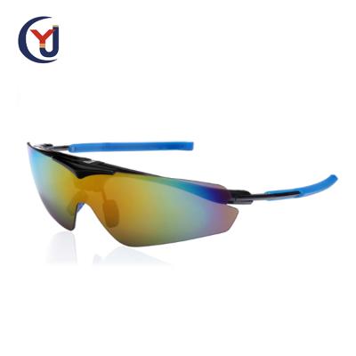 China YIJIA Sports Fashion Metal Custom Logo Mirror Shooting Blue Sports Sunglasses for sale