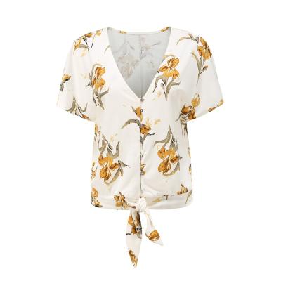 China Ladies Breathable Summer Blouse Fashion Floral Print Top for sale