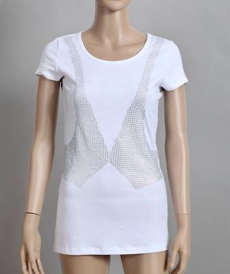 China Anti-wrinkle professional manufacture low price diamonds ladies cheap rhinestone t-shirt for sale