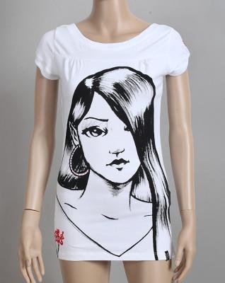 China Anti-wrinkle factory manufacture various short sleeve designer spandex ladies printed t-shirt for sale