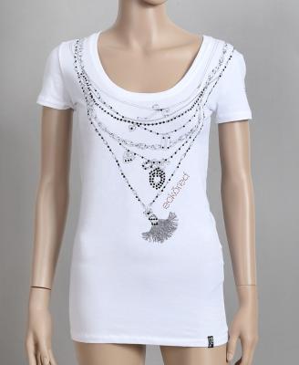 China anti-wrinkle hot sale high quality sell well new type rhinestone ladies t-shirt for sale