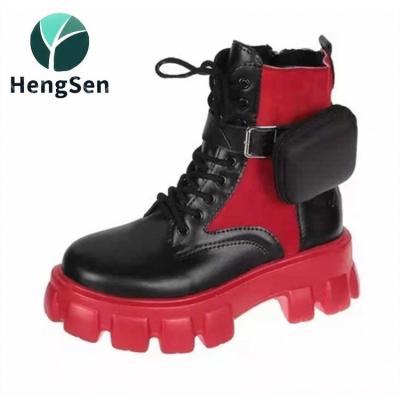 China 2021 Quick-drying women's fashion lace snow boots British style retro platform outdoor sports sneaker shoes thick heel ankle boots for sale