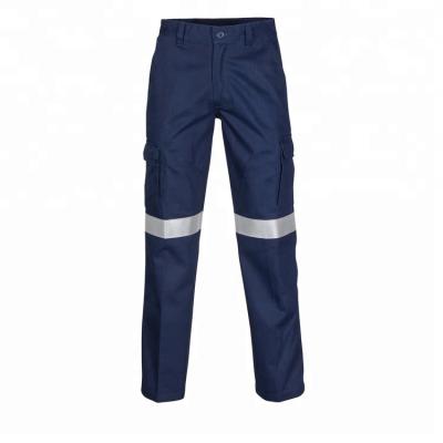 China OEM Navy Blue Anti-Static Cargo Work Pants Waterproof Cotton Work Pants With Reflective Tape for sale