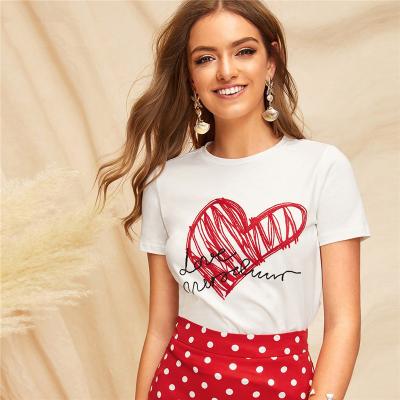 China Women streetwear T-shirt print cotton breathable no minimum custom t-shirt with custom logo for sale