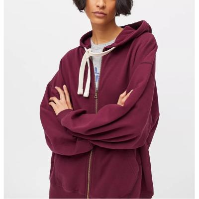 China Custom Anti-wrinkle Women's Clothing Manufacturer Winter Logo Printing Zip-up Hoodie Oversized Sweatshirt For Women for sale