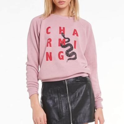 China Cotton Fleece Manufacturer Clothing Quality Anti-pilling Long Sleeve Custom Letter Graphic Printing Embroidered Crewneck Sweatshirt Women for sale