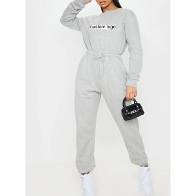 China Manufacturers Custom Made Chinese Ladies Ladies Anti-Wrinkle Sweat Suit Clothing Gray Embroidered Long Sleeve Overalls For Women for sale