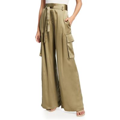 China Women's Full Cargo Pants Leg Pockets Zipper Button Wide Waist Loose Multi Silk Casual Anti-Static High Closure With Side Pockets for sale