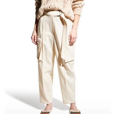 China Clothing Manufacturers Anti-static Private Custom Leg Zipper Fly Straight Button Belted Solid Waist Women Cargo Pants With Side Pockets for sale