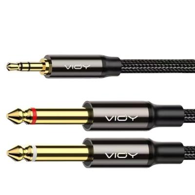 China Custom Wholesale Guitar Audio Cable Camera 3.5mm 6.35mm 3 Sections Gold Plated PVC Male to Male 1 to 2 Amplifier Audio Cable for sale