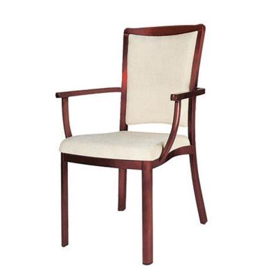 China Wood Grain Classic Leisure Chair Design Aluminum Cafe Banquet Dining Armrest Chairs for sale