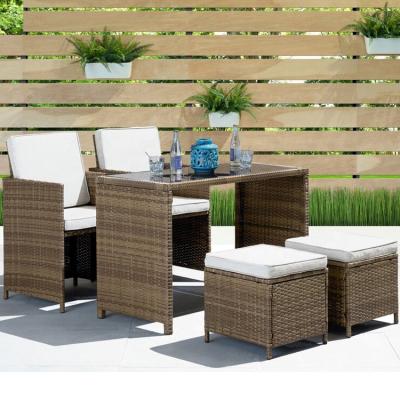 China Outdoor Furninture 5 Piece Outdoor Rattan Garden Patio Dining Furniture Cube Wicker Set for sale