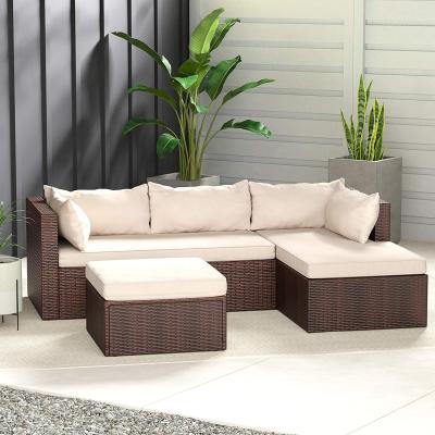 China Outdoor Patio Outdoor 3 Piece PE Rattan Wicker Corner Sofa Set for sale