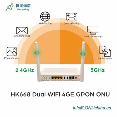 Китай AC WiFi Gpon ONU Xpon ONU диапазона 2.4G 5g стиля HK668 2.4G 5g FTTH WiFi ONU дешевой цены большой двойной продается