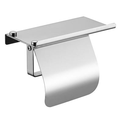 China Modern Hot Sale Modern Bathroom Tissue Holder Wall Mount Toilet Paper Holder Stainless Steel With Phone Shelf for sale