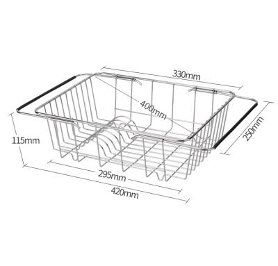 China Multifunctional Telescopic Adjustable Sink Storage Kitchen Good Quality Drain Basket Removable Vegetable Dish Rack For Kitchen for sale