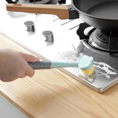 China Eco-Friendly Wholesale Long Handle Pot Pan Dish Brushes Kitchen Cleaning Brush Scrubber for sale