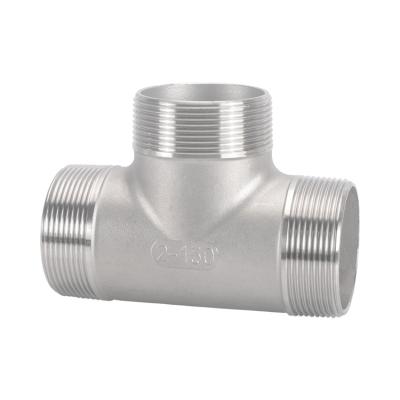 China Water Stainless Steel Male Thread Equal Tee Hydraulic Stainless Steel Tee for sale